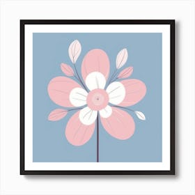 A White And Pink Flower In Minimalist Style Square Composition 113 Art Print