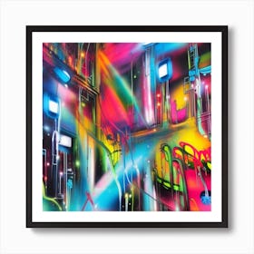 Neon City Art Art Print