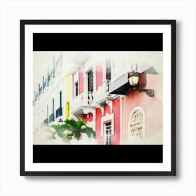 Watercolor Of A Colorful Building Art Print