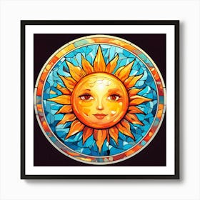 Mosaic Sun A Sun Created From A Mosaic Of Small Tiles 28 Art Print