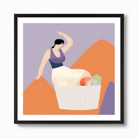 Woman In A Basket 2 Art Print