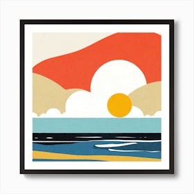 Sky, Sea, Beach, Geometric Abstract Art, Art Print 1 Art Print