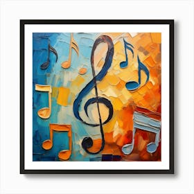 Music Notes Abstract Painting Art Print