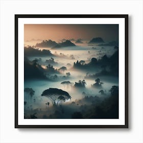 Mist In The Jungle Art Print