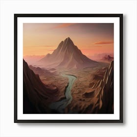 Landscape With Mountains And A River Art Print