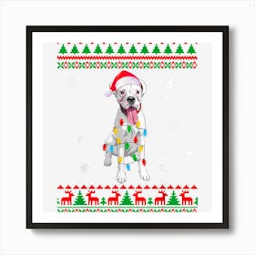 Xmas Ugly Sweater Christmas Lights Boxer Dog Lover Art Print