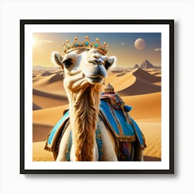 Camel With Crown On His Head Royalty Art Print