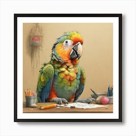 Colorful Parrot Canvas Print Art Print