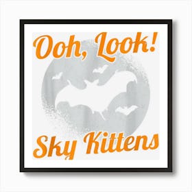 Oh Look Sky Kittens Happy Halloween Horror Night Bat Fly Art Print