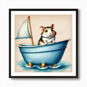 Hamster In A Boat 1 Art Print