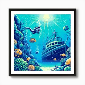 8-bit underwater scene 2 Art Print