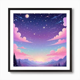 Sky With Twinkling Stars In Pastel Colors Square Composition 23 Poster