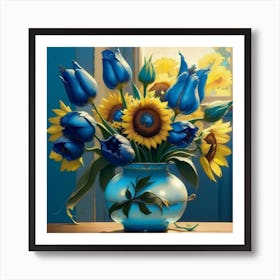Blue Tulips Art Print