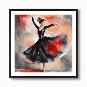 Ballerina Watercolor Painting Art Print