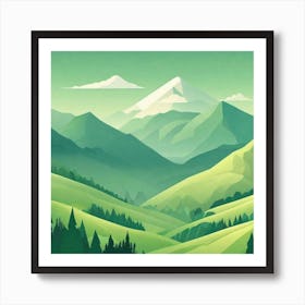 Misty mountains background in green tone 195 Art Print