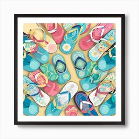 Flip Flops Background Art Print