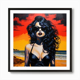 Goth Girl On The Beach Art Print