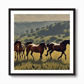 Horses In A Field 16 Art Print