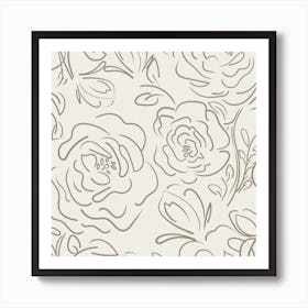 Roses On A White Background Art Print