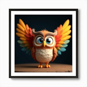 Colorful baby Owl Art Print