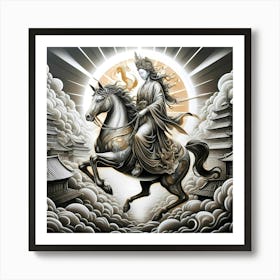 Chinese Goddess On Horseback Art Print