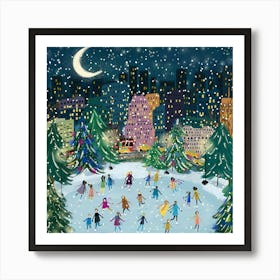 Ice Skating In New York City Art Print