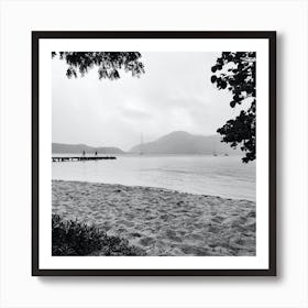 Black And White Photo Of A Beach Art Print