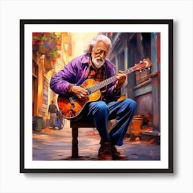 Old Man Playing Guitar 2 Art Print