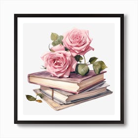 Roses On Books 3 Art Print