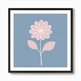 A White And Pink Flower In Minimalist Style Square Composition 642 Art Print