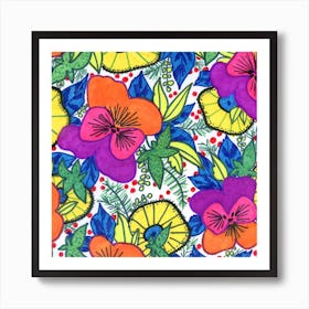 Orange Pansies Art Print