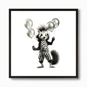 Skunk With Balloons Art Print