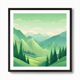 Misty mountains background in green tone 118 Art Print