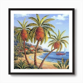 Palm Trees On The Beach 6 Art Print