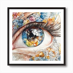 Eye With Flowers Art Art Print