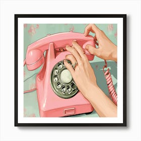 Pink Telephone Art Print