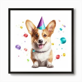 Birthday Corgi 1 Art Print