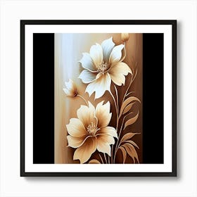 Flowers On A Brown Background Art Print