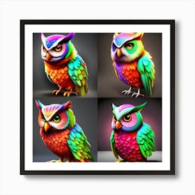 Colorful Owls Art Print