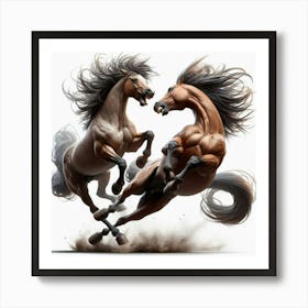 Two Horses Fighting 3 Art Print