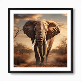 Elephant In The Savannah Art Print