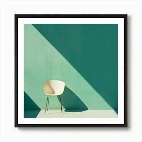 Chair Against A Green Wall Art Print