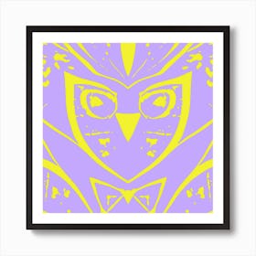 Abstract Owl Purple And Yellow Art Print