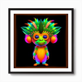 A 3d Hd Colorful Creature On A Black Background 7 Art Print