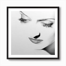 Bette Davis Minimal Portrait Pencil Drawing Black and White Traditional Art Art Print