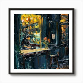 Coffee Shop At Night Art Print