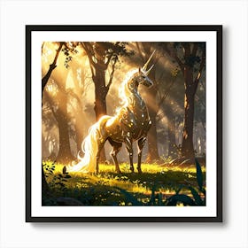 Default In A Misty Forest Clearing A Shimmering Creature Bathe 2 Art Print