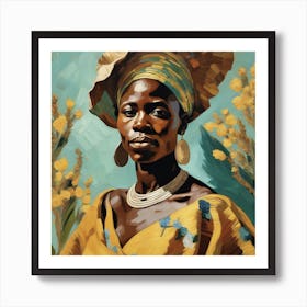 African Woman in Van Gogh style Art Print