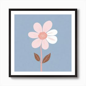 A White And Pink Flower In Minimalist Style Square Composition 216 Art Print