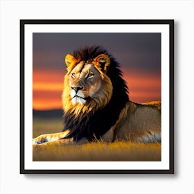 Lion At Sunset 3 Art Print